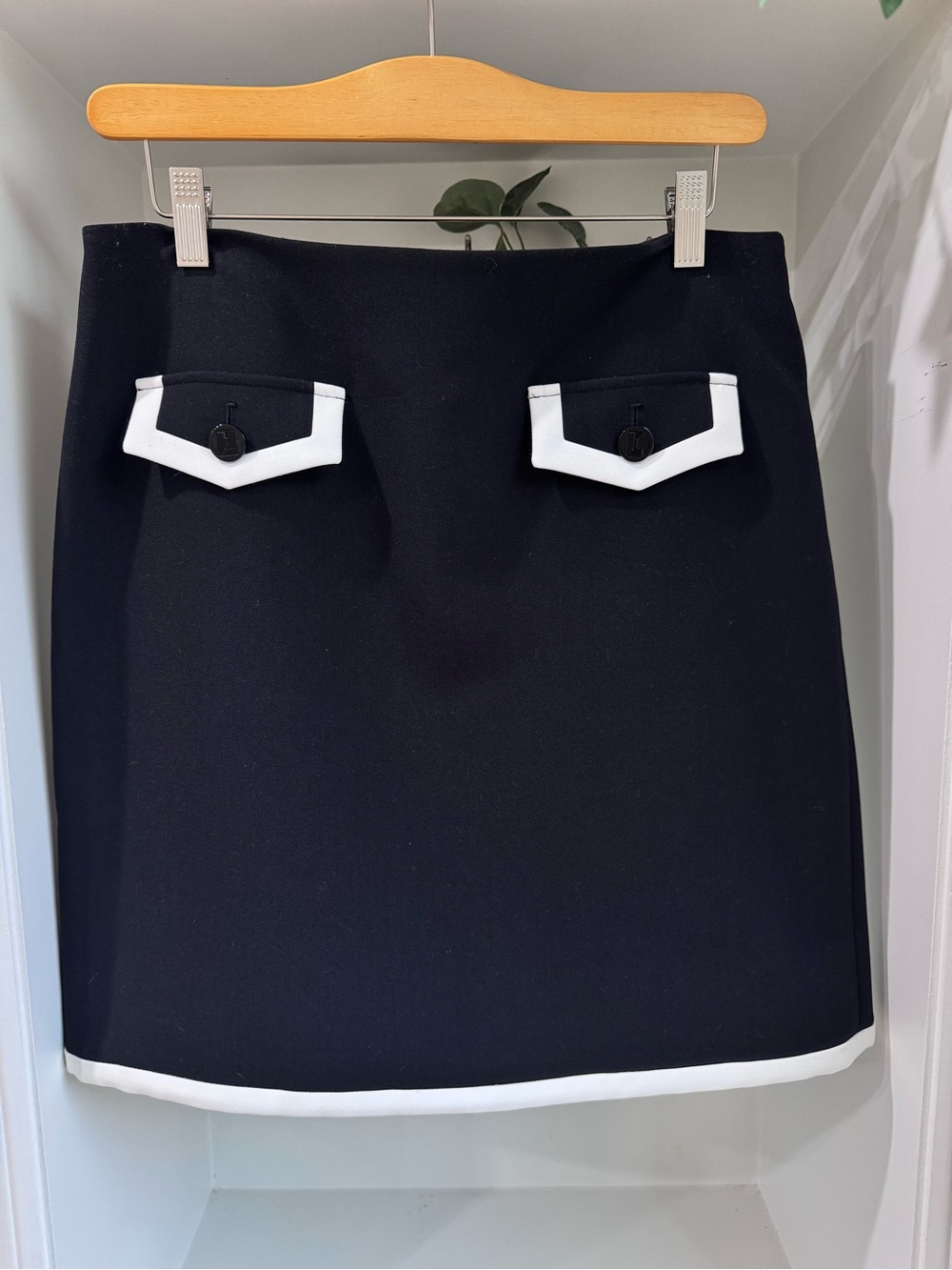 Karl Lagerfeld Black Mini Skirt with White Trim